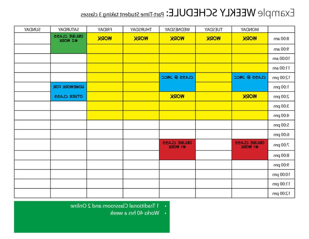 Part-time student taking 3 classes schedule